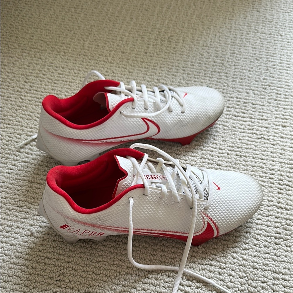 Nike White and Red Soccer Cleats